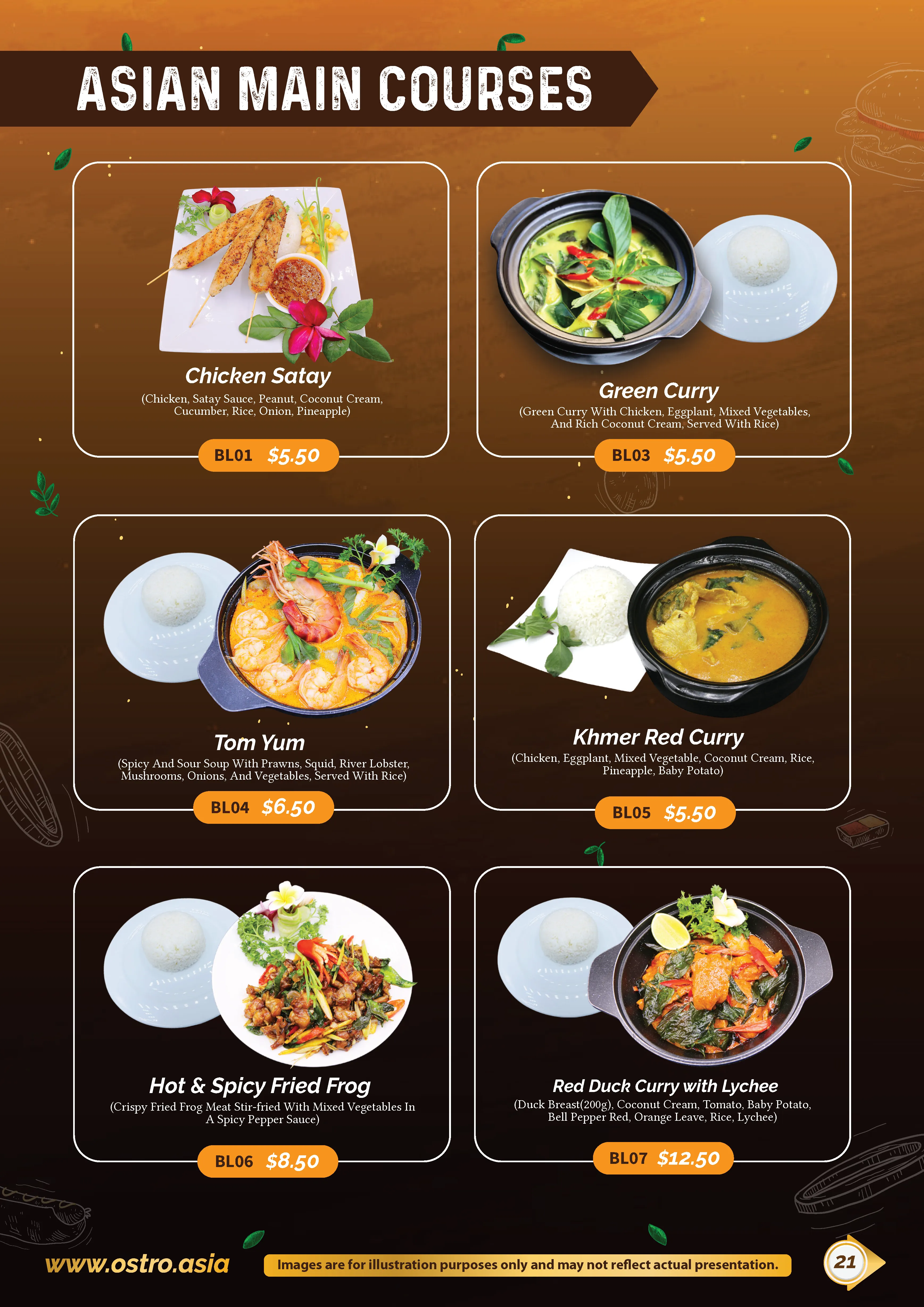 Asian Main Courses Menu 2